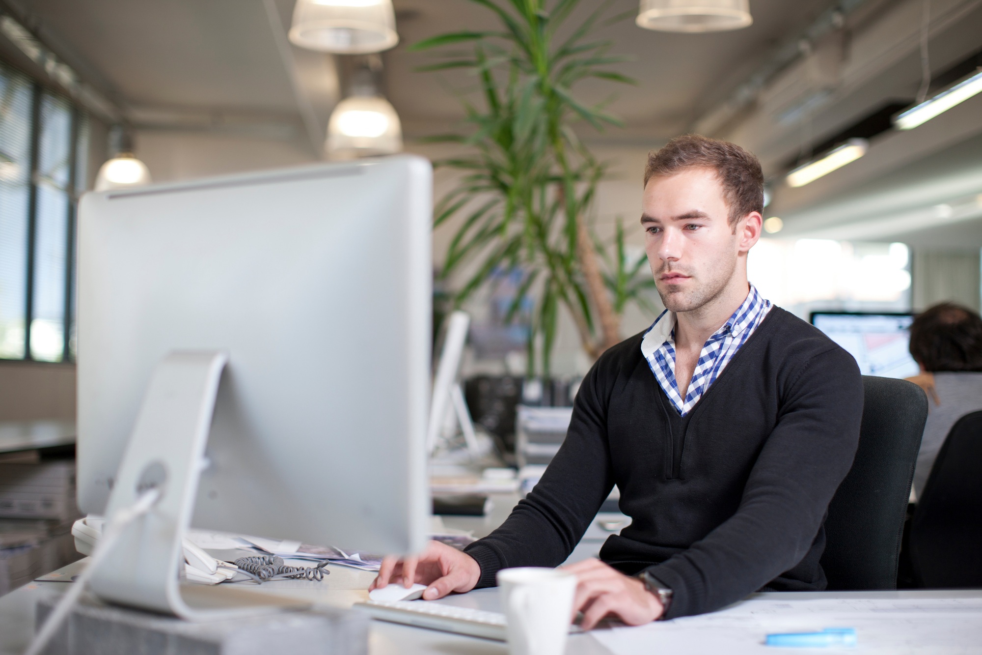 Man using computer in office