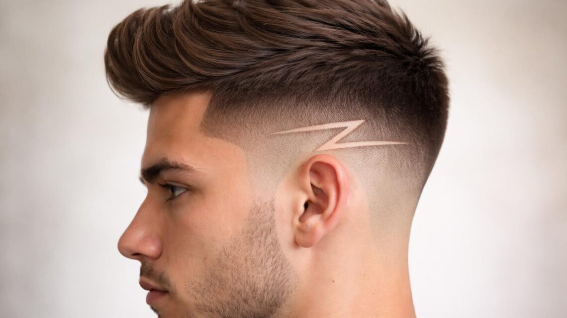 Dégradé masculin subtil avec trait en forme de Z