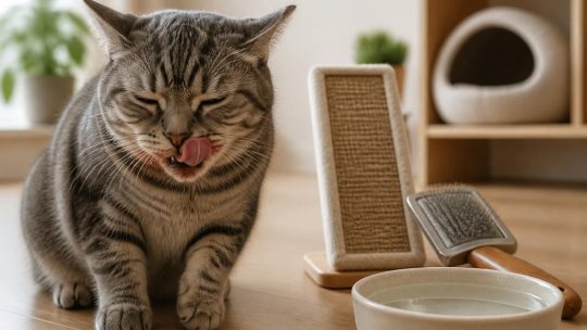 Symptômes et solutions pour une boule de poils coincée chez le chat